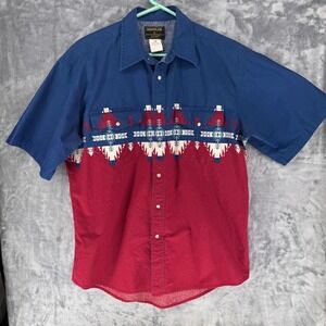 Rustler by Wrangler Mens Short Sleeve pearl snap‎ Shirt Western  Print Size L
